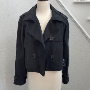 ABS Silver Label lined black cropped trench coat